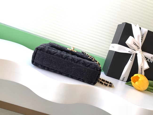 Chanel nano Flap Bag with Top Handle AS4244 denim black