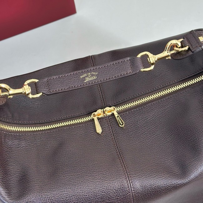 Gucci Brera medium crossbody bag 866938 dark brown leather