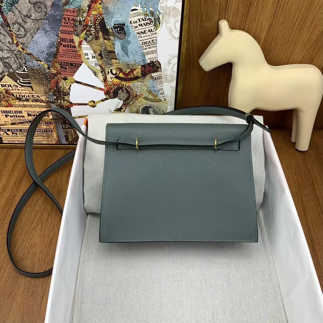 Hermes Kelly Danse Original Evercolor Leather 22CM KL22 Almond Green Gold-Tone