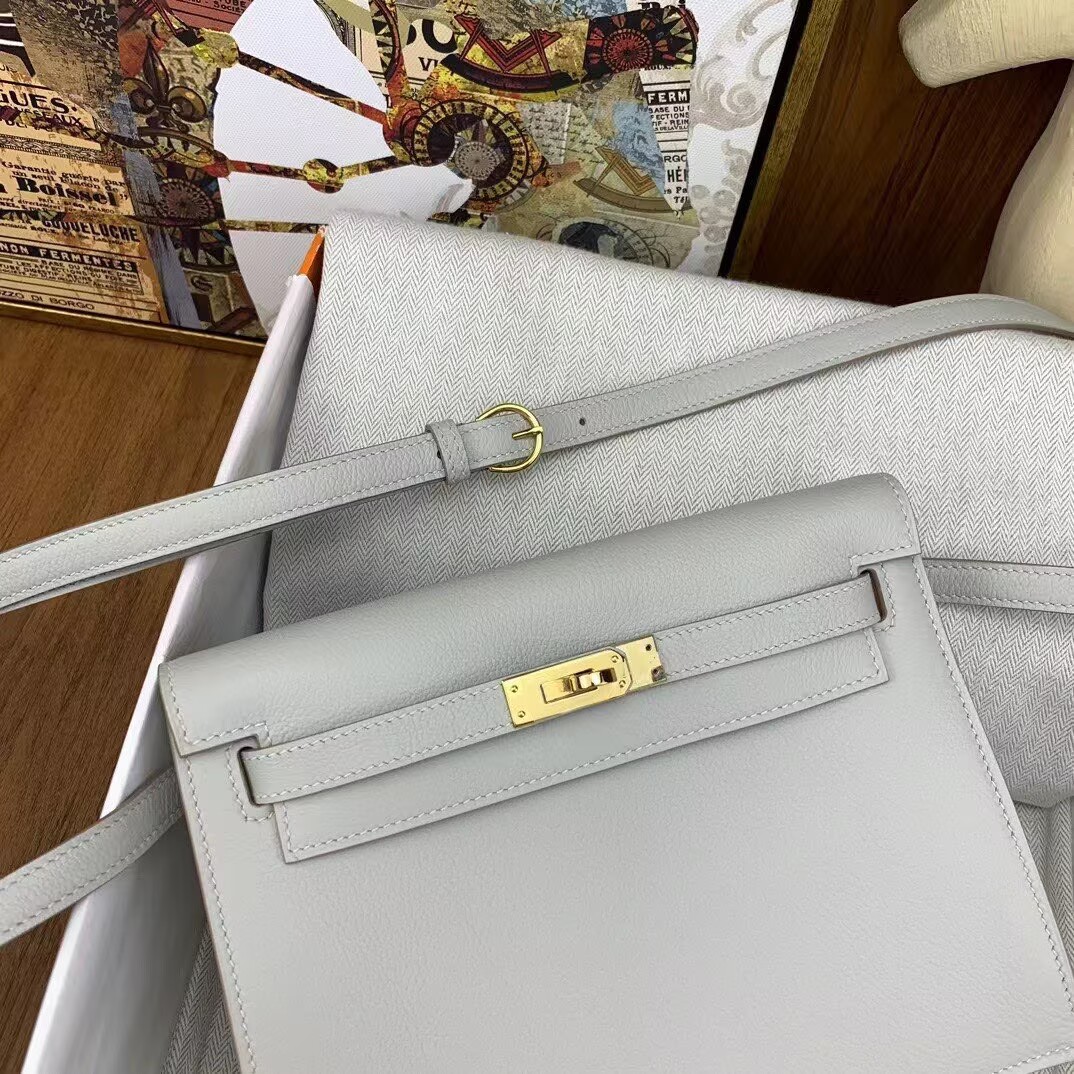 Hermes Kelly Danse Original Evercolor Leather 22CM KL22 Light Gold-Tone