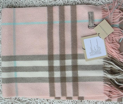 Burberry Cashmere Pink Giant Check Scarf Burberry Cashmere Pink Giant Check Scarf