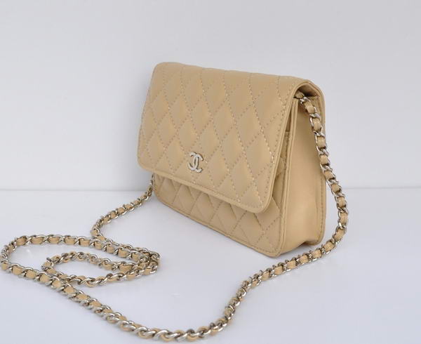 Chanel Lambskin Leather Flap Bag A33814 Apricot Silver Chanel Lambskin Leather Flap Bag A33814 Apricot Silver