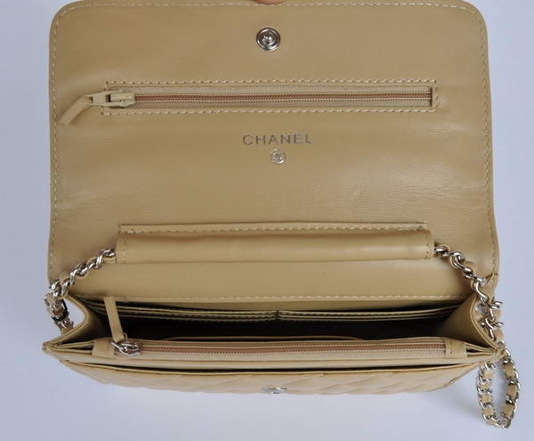Chanel Lambskin Leather Flap Bag A33814 Apricot Silver Chanel Lambskin Leather Flap Bag A33814 Apricot Silver