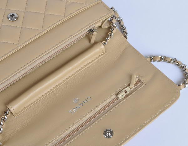 Chanel Lambskin Leather Flap Bag A33814 Apricot Silver Chanel Lambskin Leather Flap Bag A33814 Apricot Silver