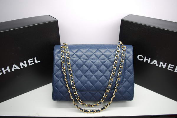 Chanel Maxi Double Flaps Bag A36098 Blue Original Caviar Leather Gold Chanel Maxi Double Flaps Bag A36098 Blue Original Caviar Leather Gold