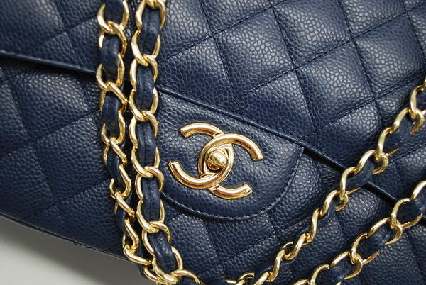 Chanel Maxi Double Flaps Bag A36098 Blue Original Caviar Leather Gold Chanel Maxi Double Flaps Bag A36098 Blue Original Caviar Leather Gold