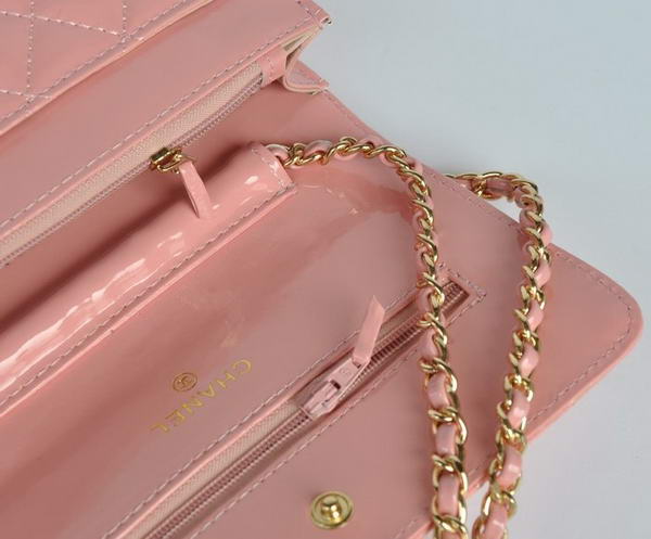 Chanel Patent Leather Flap Bag A33814 Pink Gold Chanel Patent Leather Flap Bag A33814 Pink Gold