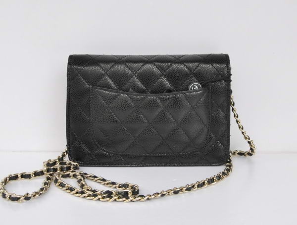 New Cheap Chanel A33814 Black Grain Leather Flap Bag Gold New Cheap Chanel A33814 Black Grain Leather Flap Bag Gold
