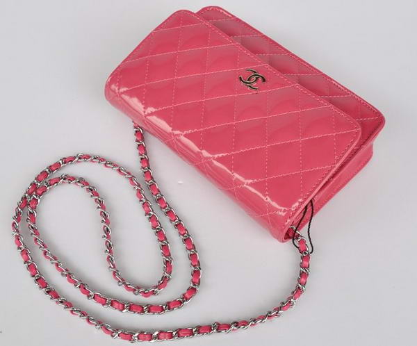 Top Quality Chanel A33814 Peach Patent Leather Flap Bag Silver Top Quality Chanel A33814 Peach Patent Leather Flap Bag Silver