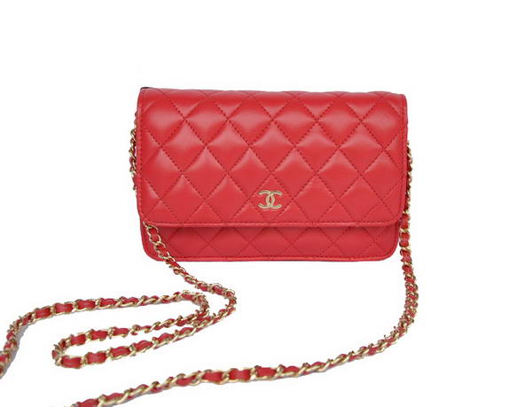 New Color Chanel A33814 Red Sheepskin Leather Flap Bag Gold