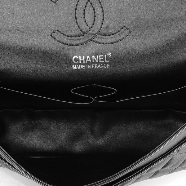 Chanel 2.55 Classic Series Flap Bag 1112 Black Leather Silver Hardware Chanel 2.55 Classic Series Flap Bag 1112 Black Leather Silver Hardware