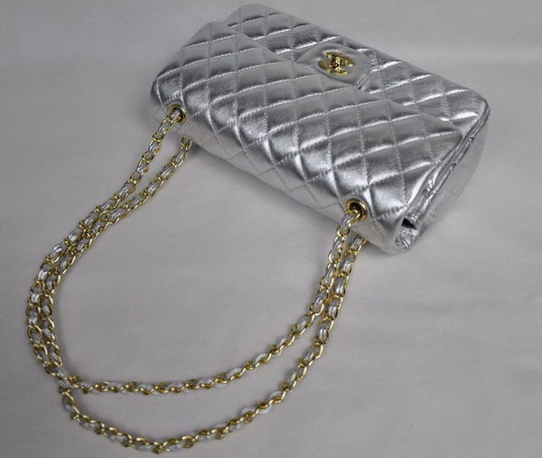 Chanel Classic Flap Bag 1112 Light Silver Leather Golden Hardware Chanel Classic Flap Bag 1112 Light Silver Leather Golden Hardware