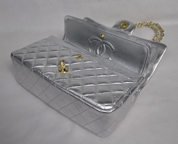 Chanel Classic Flap Bag 1112 Light Silver Leather Golden Hardware Chanel Classic Flap Bag 1112 Light Silver Leather Golden Hardware