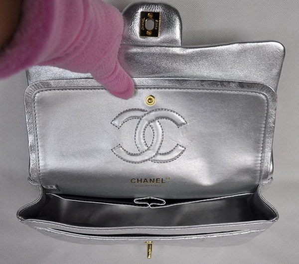 Chanel Classic Flap Bag 1112 Light Silver Leather Golden Hardware Chanel Classic Flap Bag 1112 Light Silver Leather Golden Hardware