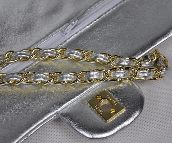 Chanel Classic Flap Bag 1112 Light Silver Leather Golden Hardware Chanel Classic Flap Bag 1112 Light Silver Leather Golden Hardware