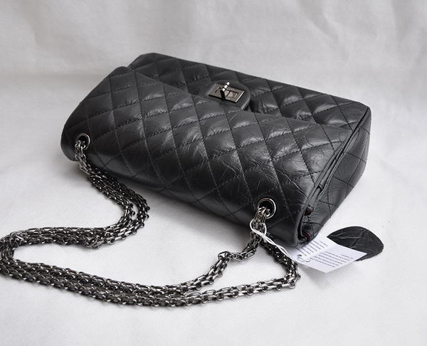 Chanel 2.55 Series Flap Bag Black with Silver-Gray Chain 30226 Chanel 2.55 Series Flap Bag Black with Silver-Gray Chain 30226