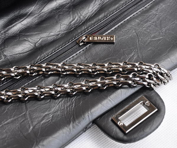 Chanel 2.55 Series Flap Bag Black with Silver-Gray Chain 30226 Chanel 2.55 Series Flap Bag Black with Silver-Gray Chain 30226