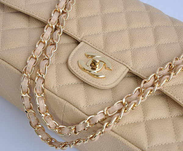 Chanel Classic 2.55 Series Apricot Caviar Golden Chain Quilted Flap Bag 1113 Chanel Classic 2.55 Series Apricot Caviar Golden Chain Quilted Flap Bag 1113