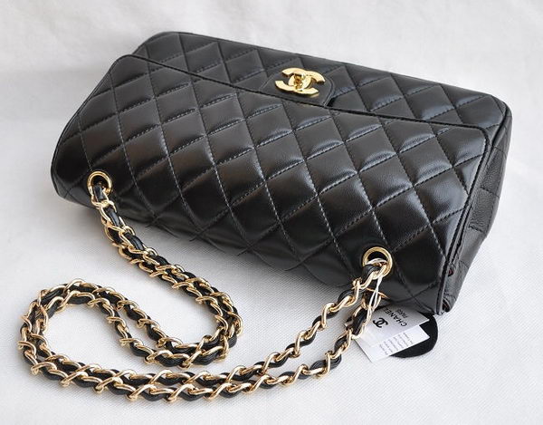 Chanel Classic 2.55 Series Black Lambskin Golden Chain Quilted Flap Bag 1113 Chanel Classic 2.55 Series Black Lambskin Golden Chain Quilted Flap Bag 1113