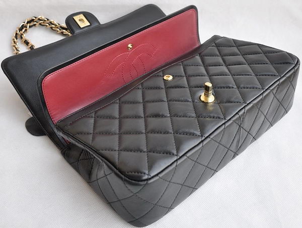 Chanel Classic 2.55 Series Black Lambskin Golden Chain Quilted Flap Bag 1113 Chanel Classic 2.55 Series Black Lambskin Golden Chain Quilted Flap Bag 1113