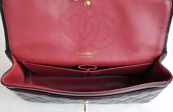 Chanel Classic 2.55 Series Black Lambskin Golden Chain Quilted Flap Bag 1113 Chanel Classic 2.55 Series Black Lambskin Golden Chain Quilted Flap Bag 1113