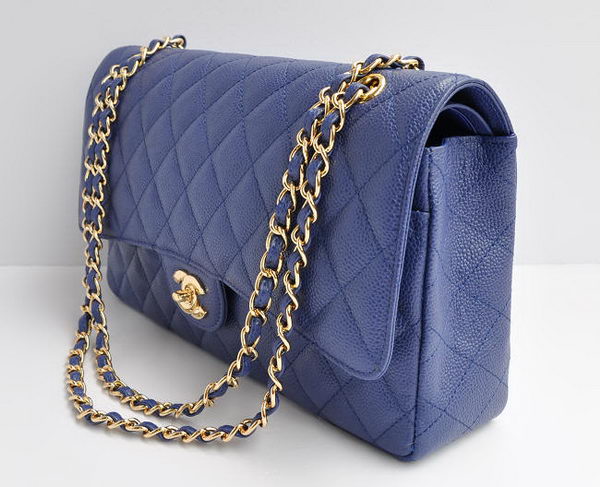 Chanel Classic 2.55 Series Blue Caviar Golden Chain Quilted Flap Bag 1113 Chanel Classic 2.55 Series Blue Caviar Golden Chain Quilted Flap Bag 1113