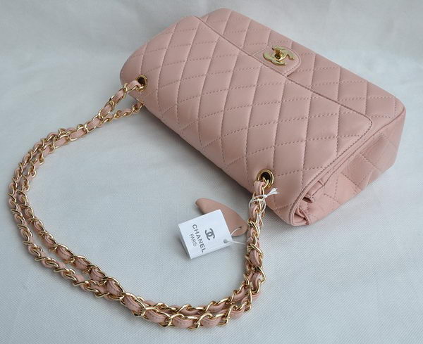 Chanel Classic 2.55 Series Pink Lambskin Golden Chain Quilted Flap Bag 1113 Chanel Classic 2.55 Series Pink Lambskin Golden Chain Quilted Flap Bag 1113