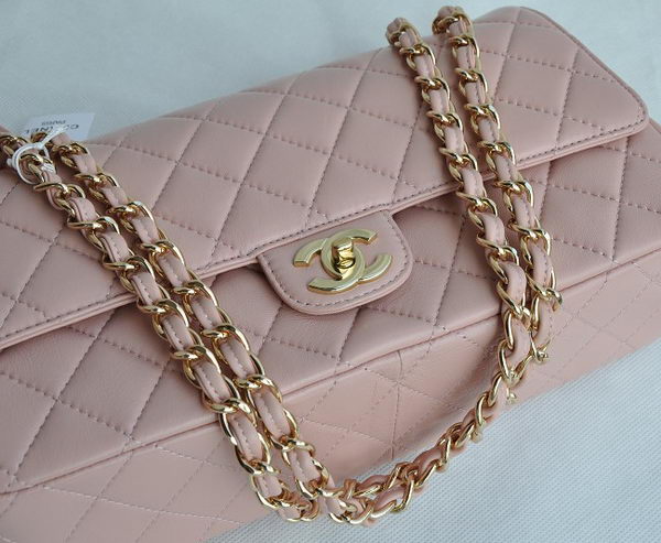 Chanel Classic 2.55 Series Pink Lambskin Golden Chain Quilted Flap Bag 1113 Chanel Classic 2.55 Series Pink Lambskin Golden Chain Quilted Flap Bag 1113