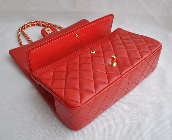 Chanel Classic 2.55 Series Red Lambskin Golden Chain Quilted Flap Bag 1113 Chanel Classic 2.55 Series Red Lambskin Golden Chain Quilted Flap Bag 1113