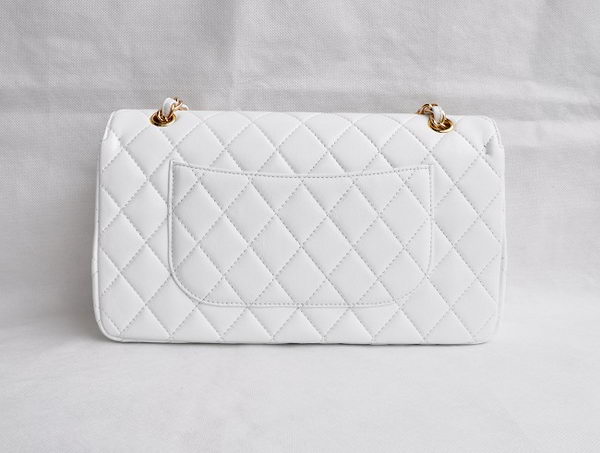 Chanel Classic 2.55 Series White Lambskin Golden Chain Quilted Flap Bag 1113 Chanel Classic 2.55 Series White Lambskin Golden Chain Quilted Flap Bag 1113