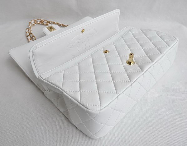 Chanel Classic 2.55 Series White Lambskin Golden Chain Quilted Flap Bag 1113 Chanel Classic 2.55 Series White Lambskin Golden Chain Quilted Flap Bag 1113