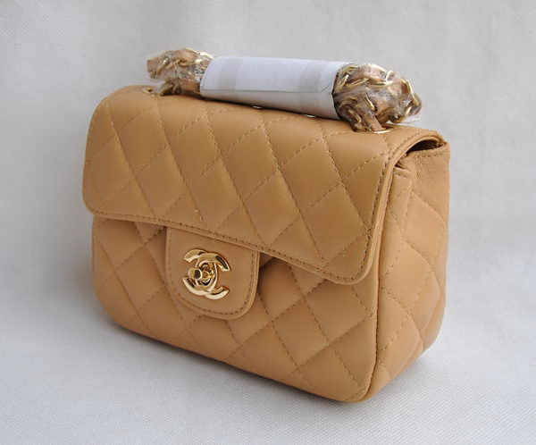 Chanel Classic Apricot Lambskin Golden Chain Quilted Flap Bag 1115 Chanel Classic Apricot Lambskin Golden Chain Quilted Flap Bag 1115
