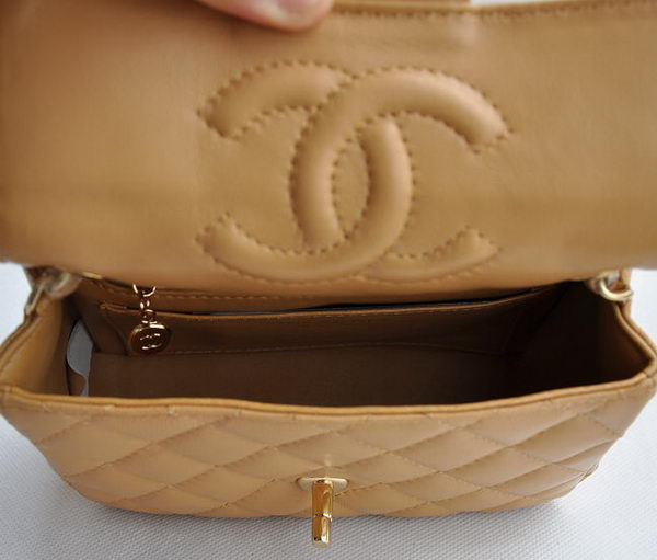 Chanel Classic Apricot Lambskin Golden Chain Quilted Flap Bag 1115 Chanel Classic Apricot Lambskin Golden Chain Quilted Flap Bag 1115