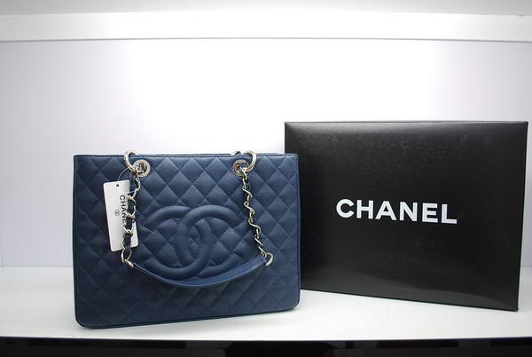 Chanel GST Caviar Leather Coco Bag A36092 Dark Blue Silver Chanel GST Caviar Leather Coco Bag A36092 Dark Blue Silver