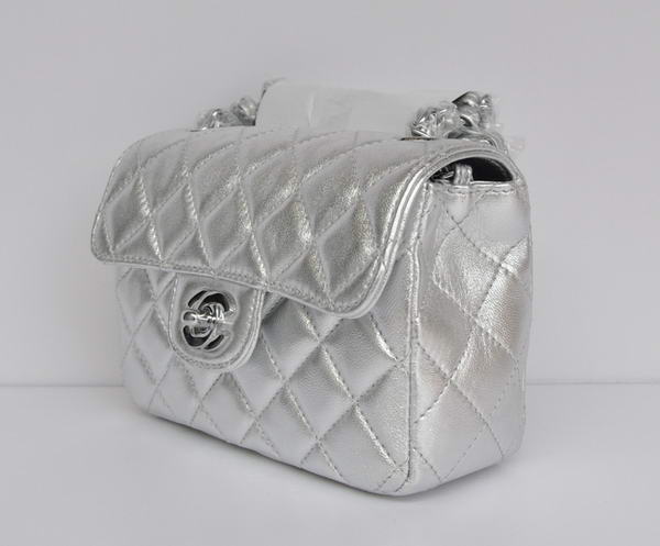 Cheap Chanel Classic mini Flap Bag 1115 Light Silver Sheepskin Silver Hardware Cheap Chanel Classic mini Flap Bag 1115 Light Silver Sheepskin Silver Hardware