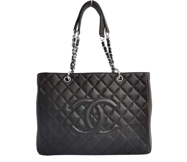 Cheap Chanel Classic CC Shopping Bag A20995 Black Lambskin Silver