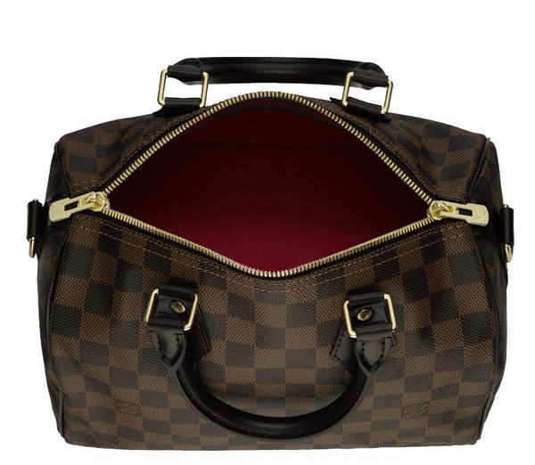 Louis Vuitton Damier Ebene Canvas Speedy 25 With Shoulder Strap N41181 Louis Vuitton Damier Ebene Canvas Speedy 25 With Shoulder Strap N41181
