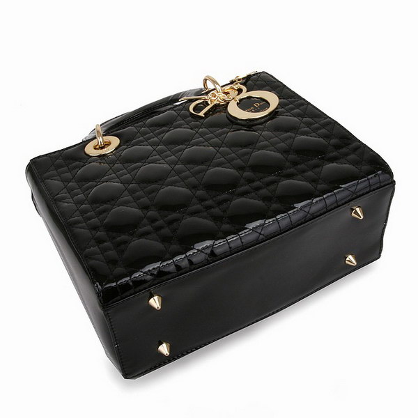 Dior Tote Bags Patent Leather Black 6301 Dior Tote Bags Patent Leather Black 6301