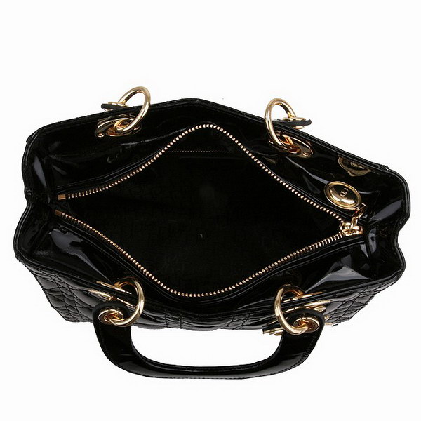 Dior Tote Bags Patent Leather Black 6301 Dior Tote Bags Patent Leather Black 6301