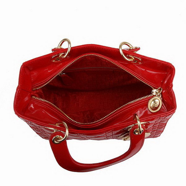 Dior Tote Bags Patent Leather Red 6301 Dior Tote Bags Patent Leather Red 6301