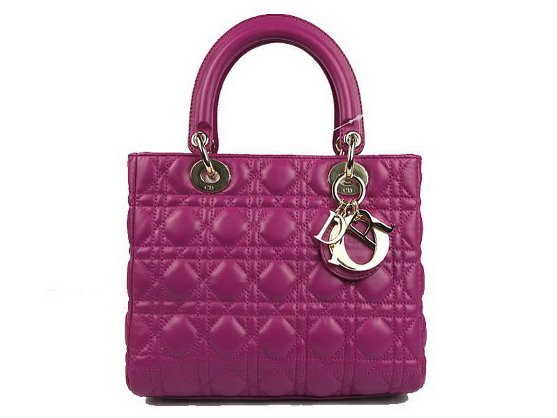 Christian Dior Lambskin Bags Lady Dior Bag CAL44550 Purple Golden