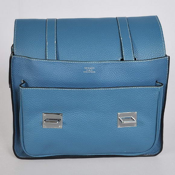 Hermes Steve 32CM Mens Bag Clemence Blue Hermes Steve 32CM Mens Bag Clemence Blue