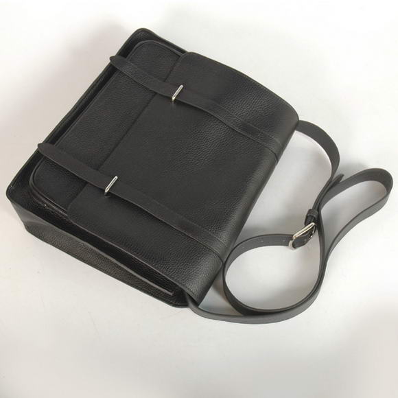 Hermes Steve 35CM Messenger Bag Clemence Leather Black Hermes Steve 35CM Messenger Bag Clemence Leather Black