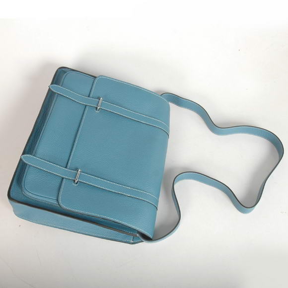 Hermes Steve 35CM Messenger Bag Clemence Leather Blue Hermes Steve 35CM Messenger Bag Clemence Leather Blue