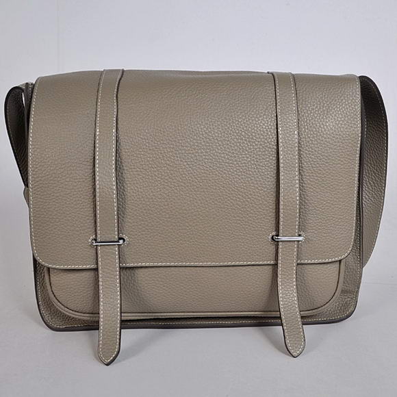 Hermes Steve 35CM Messenger Bag Clemence Leather Grey Hermes Steve 35CM Messenger Bag Clemence Leather Grey