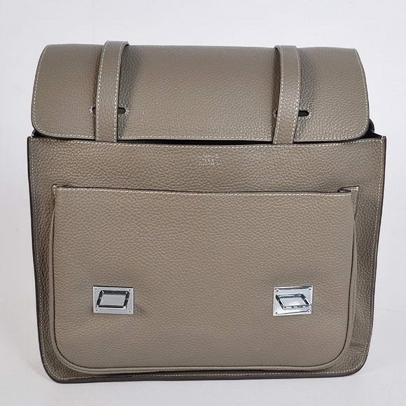 Hermes Steve 35CM Messenger Bag Clemence Leather Grey Hermes Steve 35CM Messenger Bag Clemence Leather Grey