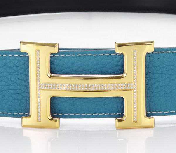 Hermes Belts Original Leather Diamond Golden Blue Hermes Belts Original Leather Diamond Golden Blue