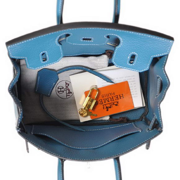 Hermes Birkin 25CM Tote Bags Togo Leather Blue Godlen Hermes Birkin 25CM Tote Bags Togo Leather Blue Godlen
