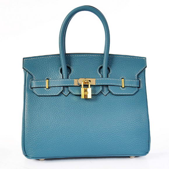 Hermes Birkin 25CM Tote Bags Togo Leather Blue Godlen Hermes Birkin 25CM Tote Bags Togo Leather Blue Godlen