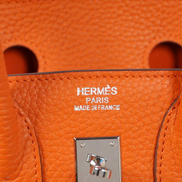 Hermes Birkin 25CM Tote Bags Togo Leather Orange Silver Hermes Birkin 25CM Tote Bags Togo Leather Orange Silver